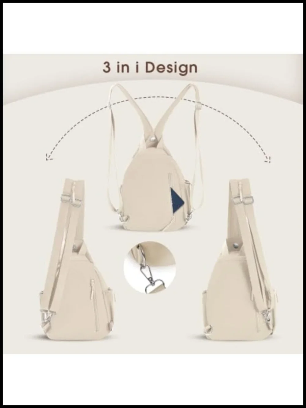3-Way Convertible Anti-Theft Crossbody Backpack for Women Travel Sling Bag